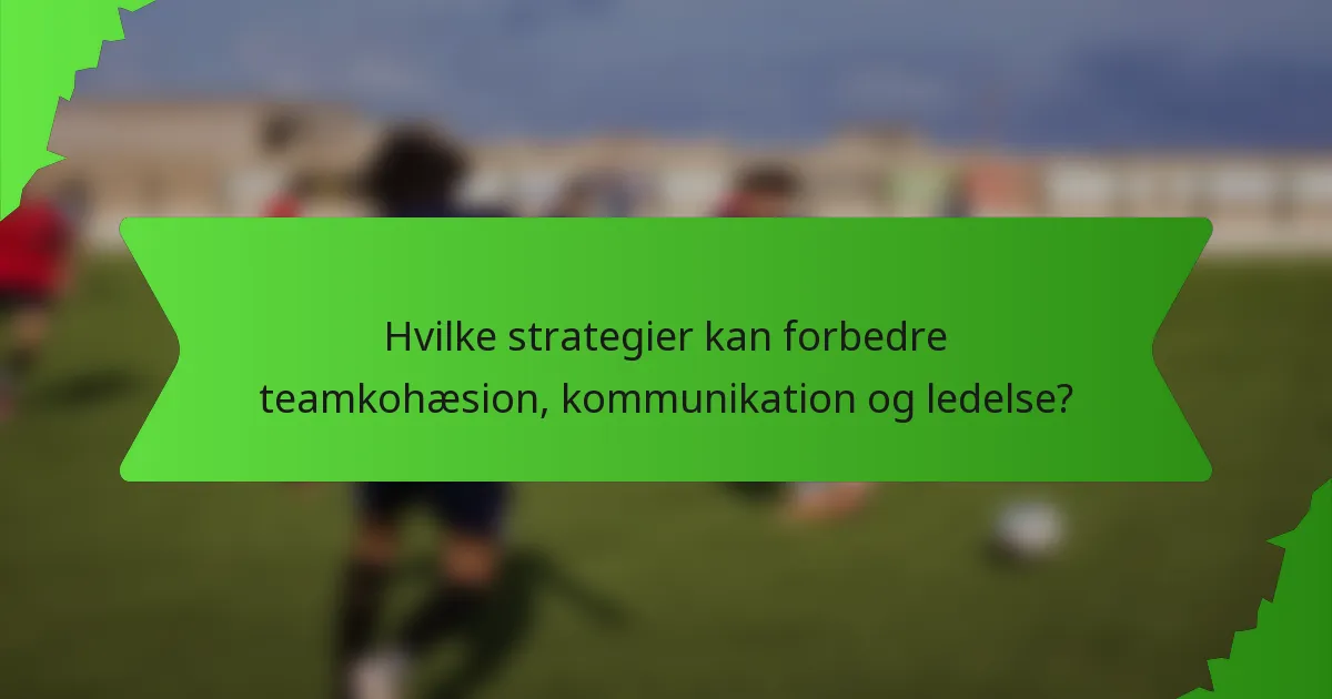 Hvilke strategier kan forbedre teamkohæsion, kommunikation og ledelse?